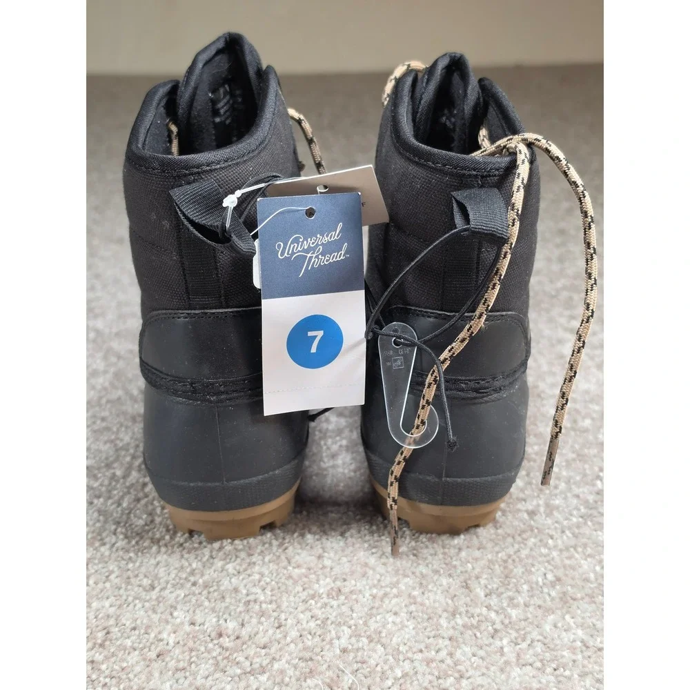 Universal Thread Womens Tiffani Waterproof Duck Boots Black Gum Sole Size 7‎ NWT